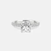 Solitaire Cushion Cut Pavé Ring