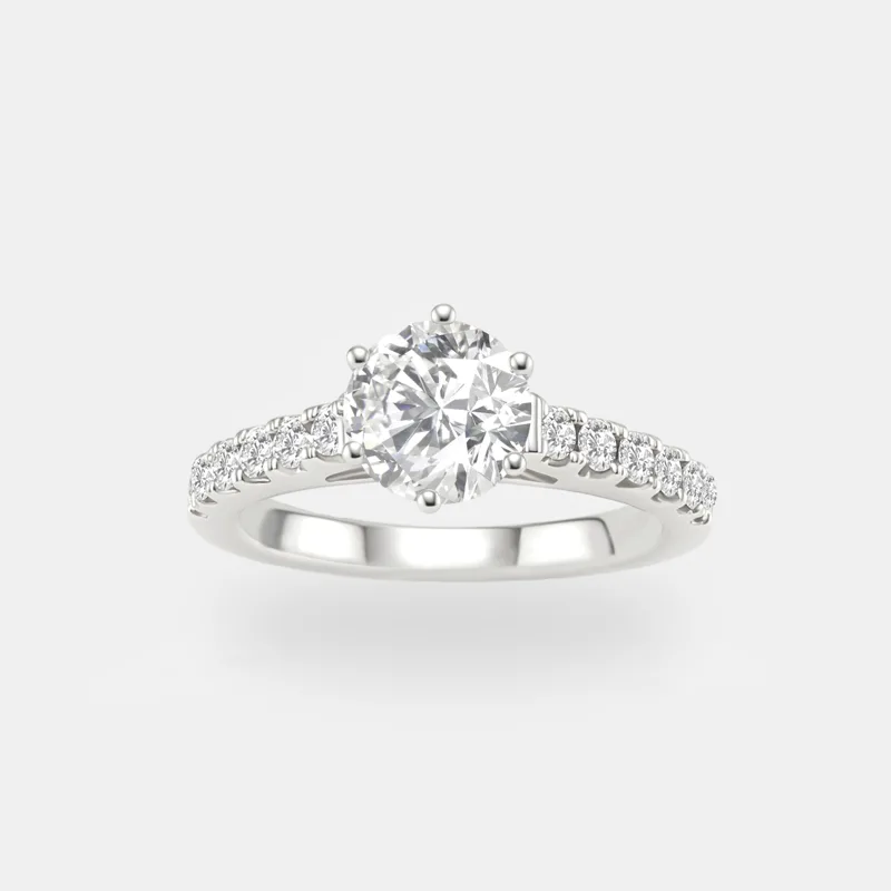 Solitaire Half Pavé Diamond Ring