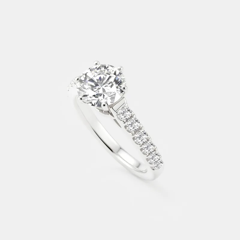 Solitaire Half Pavé Diamond Ring