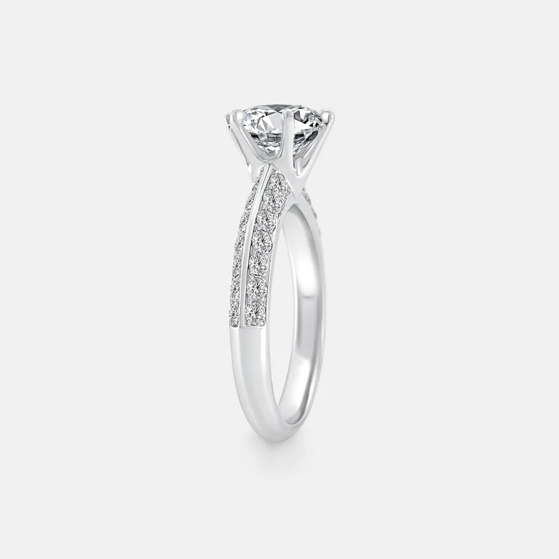 Solitaire Half Pavé Diamond Ring