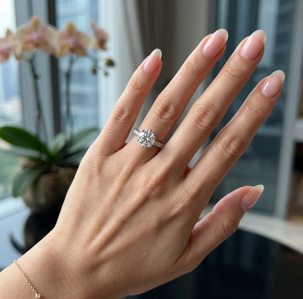 solitaire engagement ring in orchard