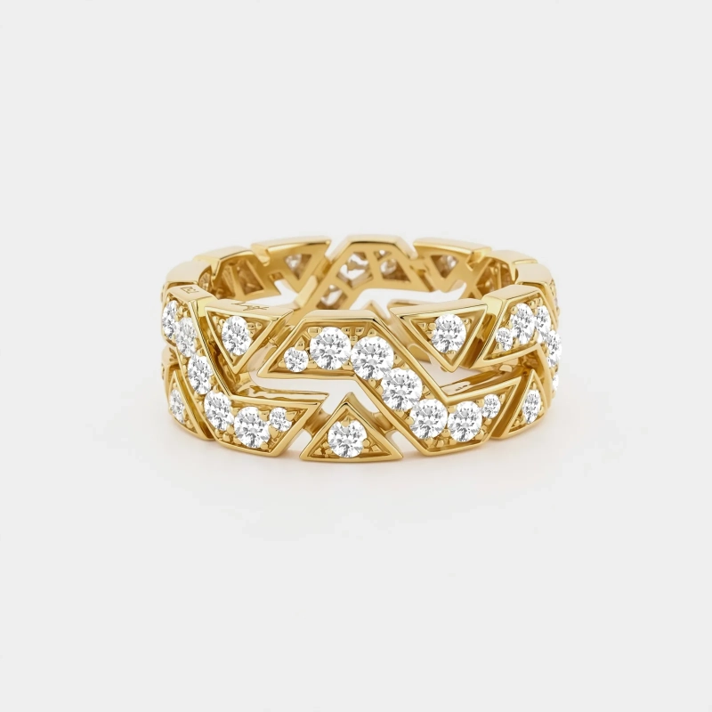 Front view of Thalia Weave Diamond Ring with round diamonds