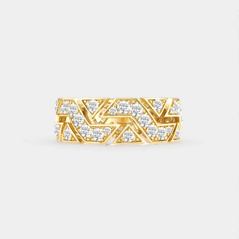 Thalia Weave Diamond Ring front profile in 18K yellow gold