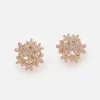 Front view of Thalia Crowd Earrings with round diamonds